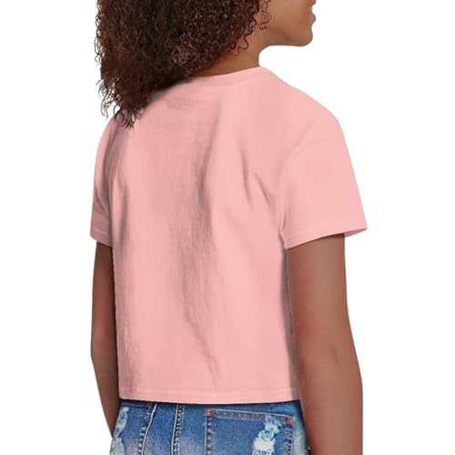 Image of Girls Fashion Crewneck Tee Shirts Casual Short Sleeve Crop Top Summer Outfits 5-14 Years Old