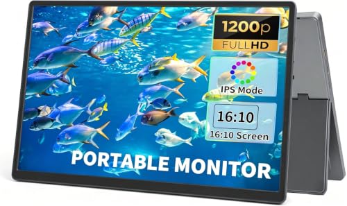 Portable Monitor, 13.3 Inch, 1200P IPS Display, Zero Frame, USB-C and HDMI, for Laptop, PC, Mac, PS, Xbox, Nintendo Switch
