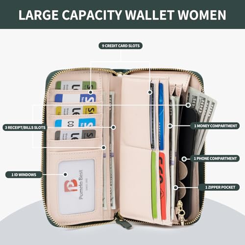 Image of Pomelo Best Wristlet Women Wallet Floral RFID Clutch Purse | Vegan Leather, Multi Credit Card, Large Capacity Zip Around Long Travel Wallets with Coin and Phone Pocket for Ladies