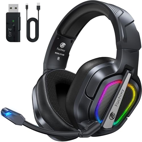 Fachixy FC200 Wireless Gaming Headset for PS5, PS4-2.4GHz USB Foldable Headphones with Mic - 3D Stereo Bluetooth Headset with 50Hrs Battery Life - For Switch, PC, Mac, Mobile Fachixy FC200 Wireless Gaming Headset for PS5, PS4-2.4GHz USB Foldable Headphones with Mic - 3D Stereo Bluetooth Headset with 50Hrs Battery Life - For Switch, PC, Mac, Mobile
