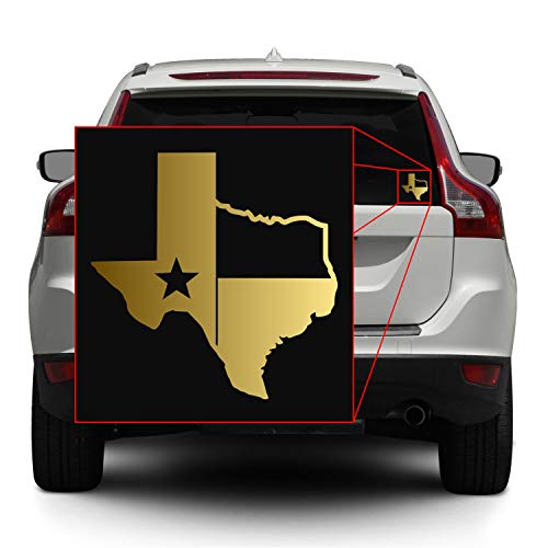 Image of TX Flag Shaped Like Texas [Pick Color] Vinyl Transfer Sticker for Laptop /Car /Truck /Window /Bumper (5 inch x 5 inch, Gold)