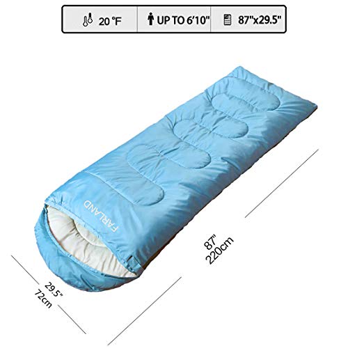FARLAND Rectangular Sleeping Bag 0 Degree centigrade 20 Degree F,Cold Weather 4 Season for Adults, Youth, Kids, Unisex for Camping, Hiking, Waterproof, Traveling, Backpacking and Outdoors