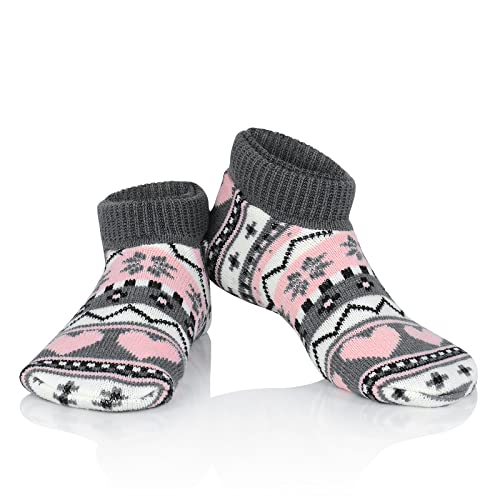 Fuzzy Grip Athletic Yoga Socks With Grips For Women Non Slip Home Workout Equipment Womens Barre Socks With Grippers Pilates Grippy Pink Heart 1 Pack #TOP1