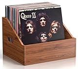 Vecxoty Wood Vinyl Record Storage, Retro & Durable Vinyl Crate and Record Holder, Album Storage Record Case Box for 60+ Records, Perfect Record Organizer for Home Decor and Collection Display(Brown)