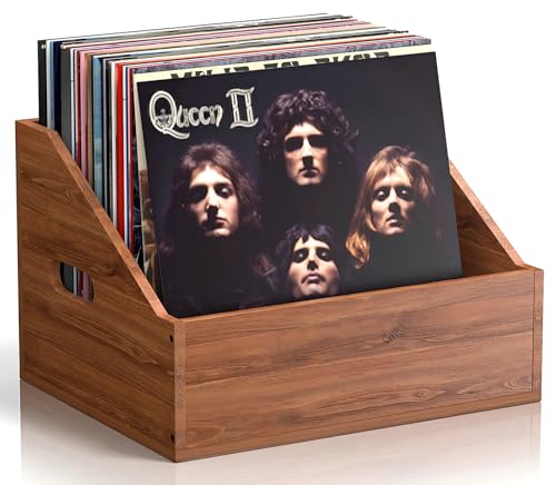Vecxoty Wood Vinyl Record Storage, Retro & Durable...