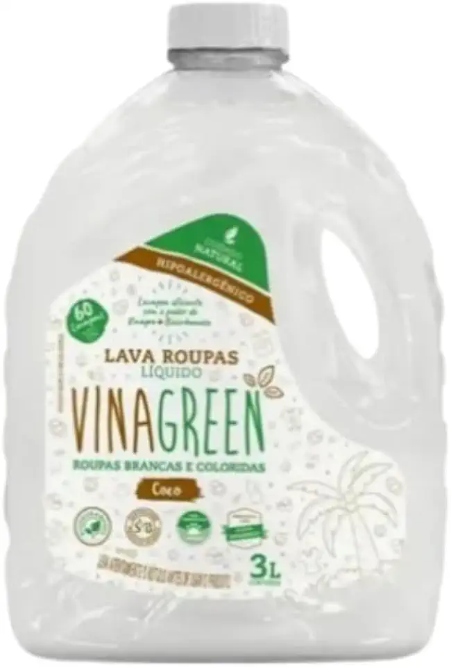 Sabão Vinagreen Coco 3l Vinagreen Limpeza Profundo Hipoalergênico Antialérgico Pele Sensível Alergia Bicarbonato Álcool Orgânico