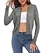 ULTRANICE Women's Cropped Cardigans Casual Long Sleeve Button Down Open Front Lightweight Sweaters(Gray,M)