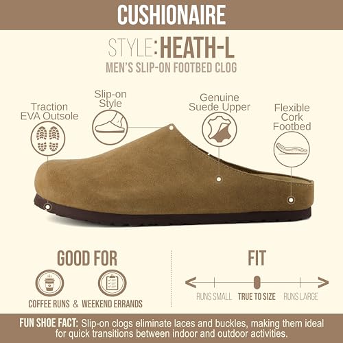 CUSHIONAIRE Heath Suede Clogs Men