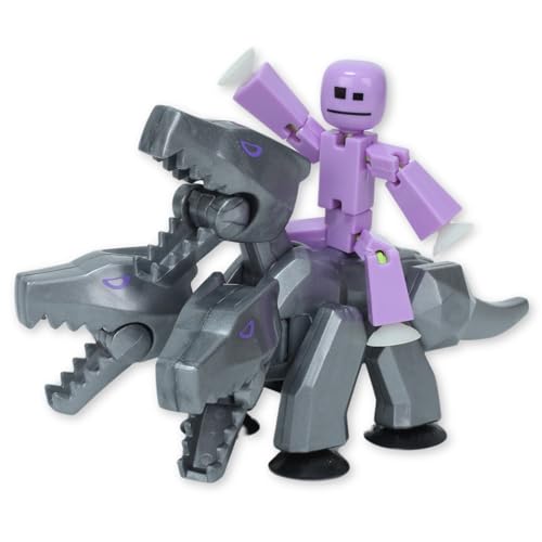 Zing StikBot & Mega Monster Stop-Motion Animation Pack – Figurine Exclusive, Jouet créatif pour Enfants à partir de 4 Ans (Argent + Violet Lavande)
