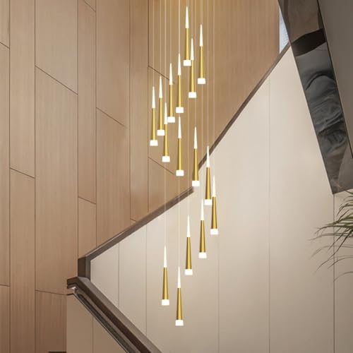 Lustre escalier moderne doré à 16 têtes LED Loen réglable - 5