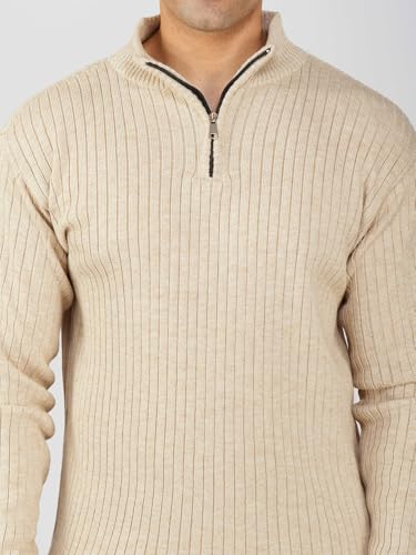 Image of LOQUE Men's Wool Blend Selection Sweater Half Zip High Neck Pullover Warm Casual Winter Wear for Office and Travel