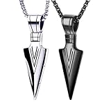 suofrun 2 Pcs Arrow Necklace Titanium Steel Men Punk Hip Hop Vintage BFF Necklace Triangle Spearhead Arrowhead Friendship Couple Pendant Necklace Men Jewelry