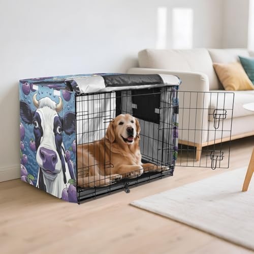 Housse cage chien extérieure intérieure vache abstraite