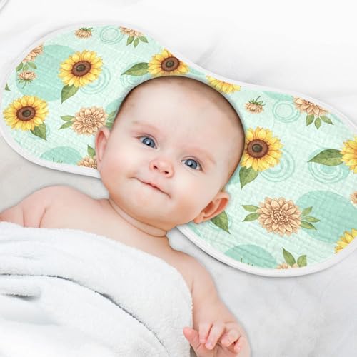 2 Pack Muslin Burp Cloths Floral Sunflower Cotton Baby Burp Cloths Ultra Absorbent and Soft Burping Cloth for Newborn Babies Boys Girls, Large 22" x 11"4