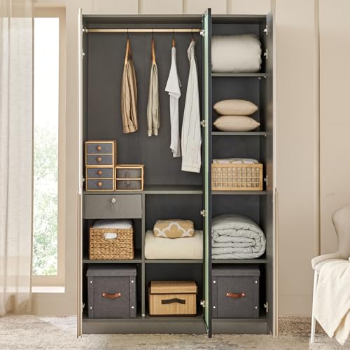 Image of Home Centre | Tiffany | Engineered Wood | 3 Door Swing Wardrobes | Grey | 1 Year Warranty