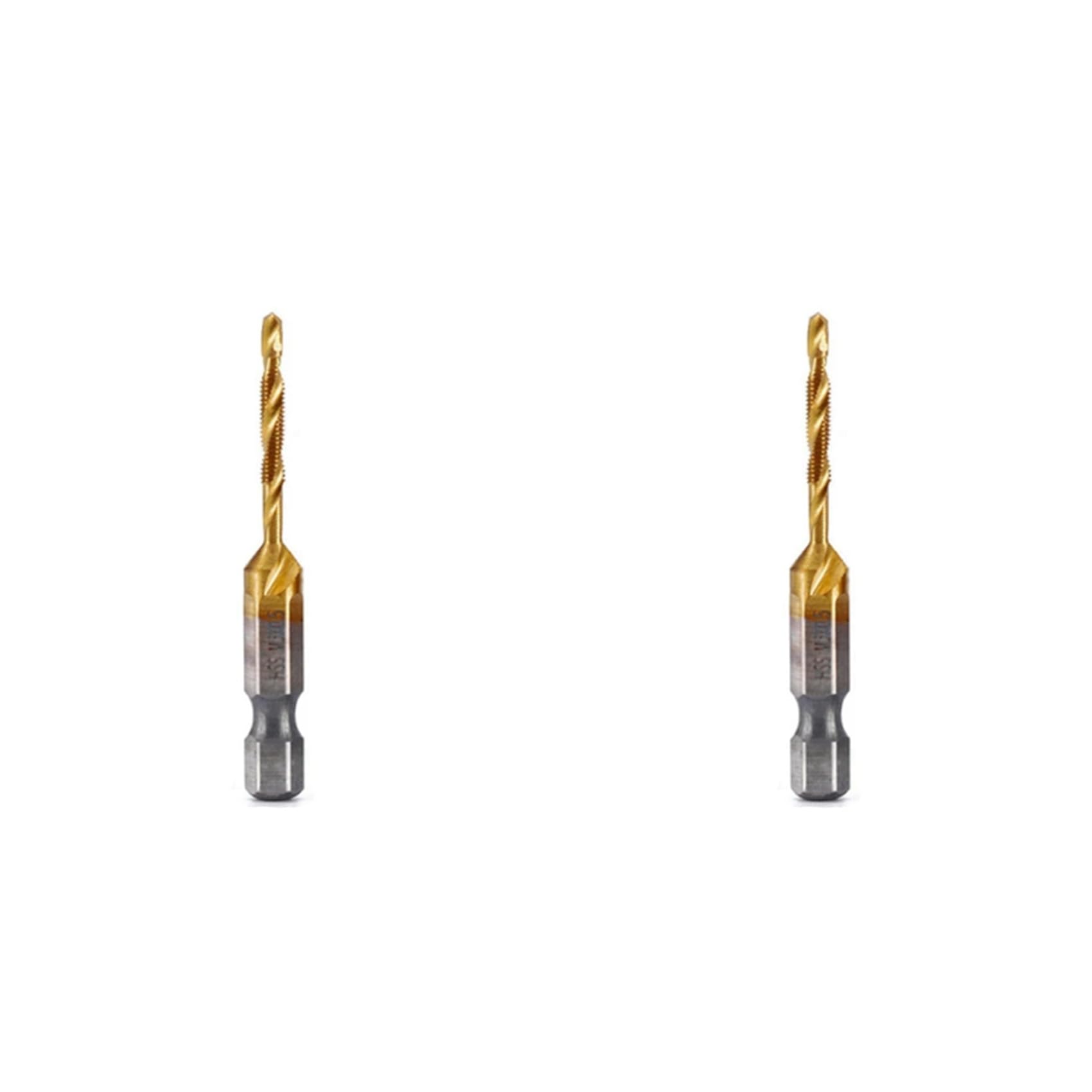 Jnchdghwa As Shown 2Pcs M3x0.5mm Hex Shank Titanium Plated Hss Thread Metric Tap Drill Bits Machine Compound Tap