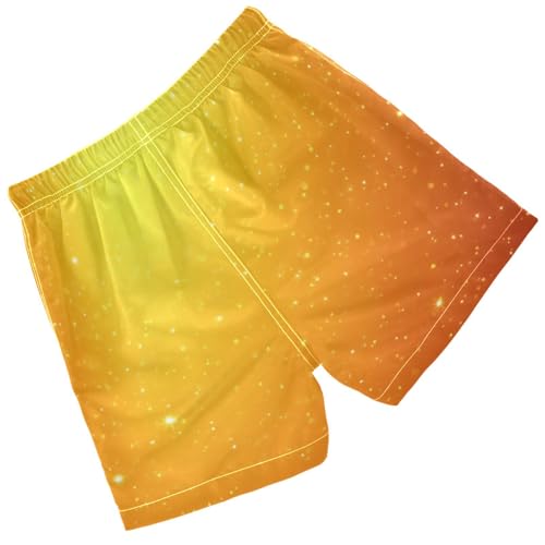 Pigsaly Boys Swim Trunks Orange Yellow Gradient Flashing Golden Glitter Boys Board Shorts Swimsuit Swimwear Bathing Suit 2T2