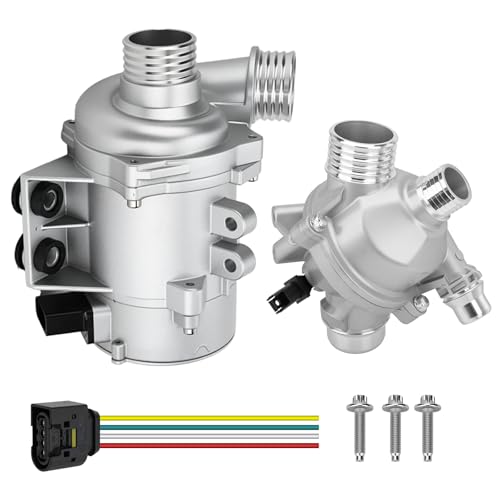 Water Pump with Thermostat Kit for BMW 328i, 328xi, 325i, 325xi, 330i, 330xi, 525i, 528i, X3, X5, E90, E91 - Replaces OE# 11517586925, 11517521584, 11517563183, 11537549476, 11537536655