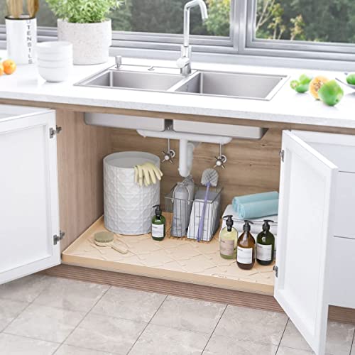 SIKADEER 22" x 19" Under Sink Mat Waterproof, Silicone Mat Kitchen Drawer Shelf and Cabinet Liner, Sink Protector for Kitchen Organizers and Storage, Boot Tray Pet Food Mats