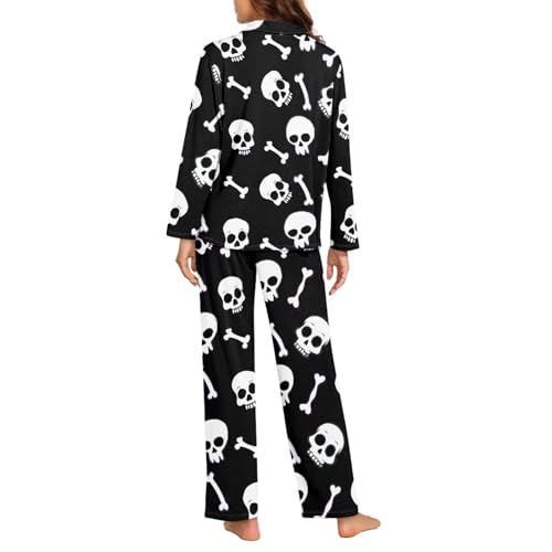 Womens Pajama Sets Holiday Party Funny Print Button Down Sleepwear Long Sleeve Lounge Set4