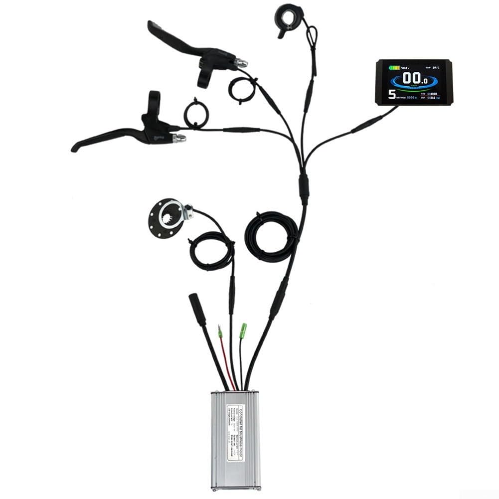 DAZZLEEX Kit di conversione per bici elettrica KT 36V 48V 250W 15A Controller impermeabile con display LCD8H Sensore PAS acceleratore e leve freno