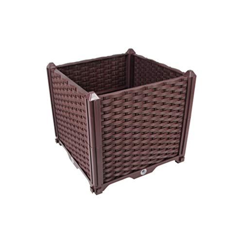 BAOYOUNI 組み立て簡単ガーデンボックス プランターボックスプラスチック鉢植え入れ花 植物 栽培ブラウン 鉢用