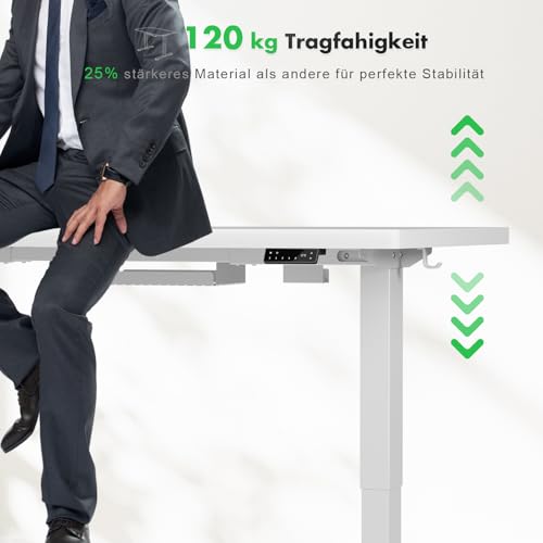 Flamaker Höhenverstellbarer Schreibtisch 160x80 cm, 25MM Ganze Tischplatte mit Bürstenloser Motor… – Ansicht 5