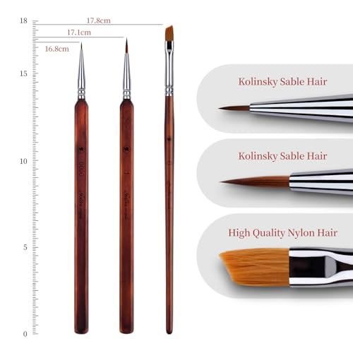 Image of Kolinsky Sable Miniature Paint Brushes-Golden Maple 3pcs Detail Paint Brushes Drybrush for Acrylic Watercolor, Small Fine Detail Paint Brush Set Use for Mini Paints,Paint by Number, Miniature Painting