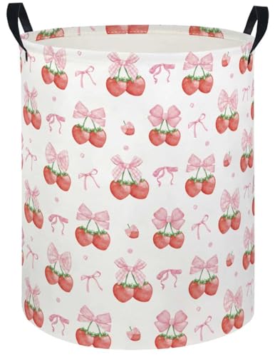Image of Baby Laundry Hamper kids laundry Basket Waterproof Laundry Bag for Bedroom Clothes Organizer Room Decor(Strawberry)