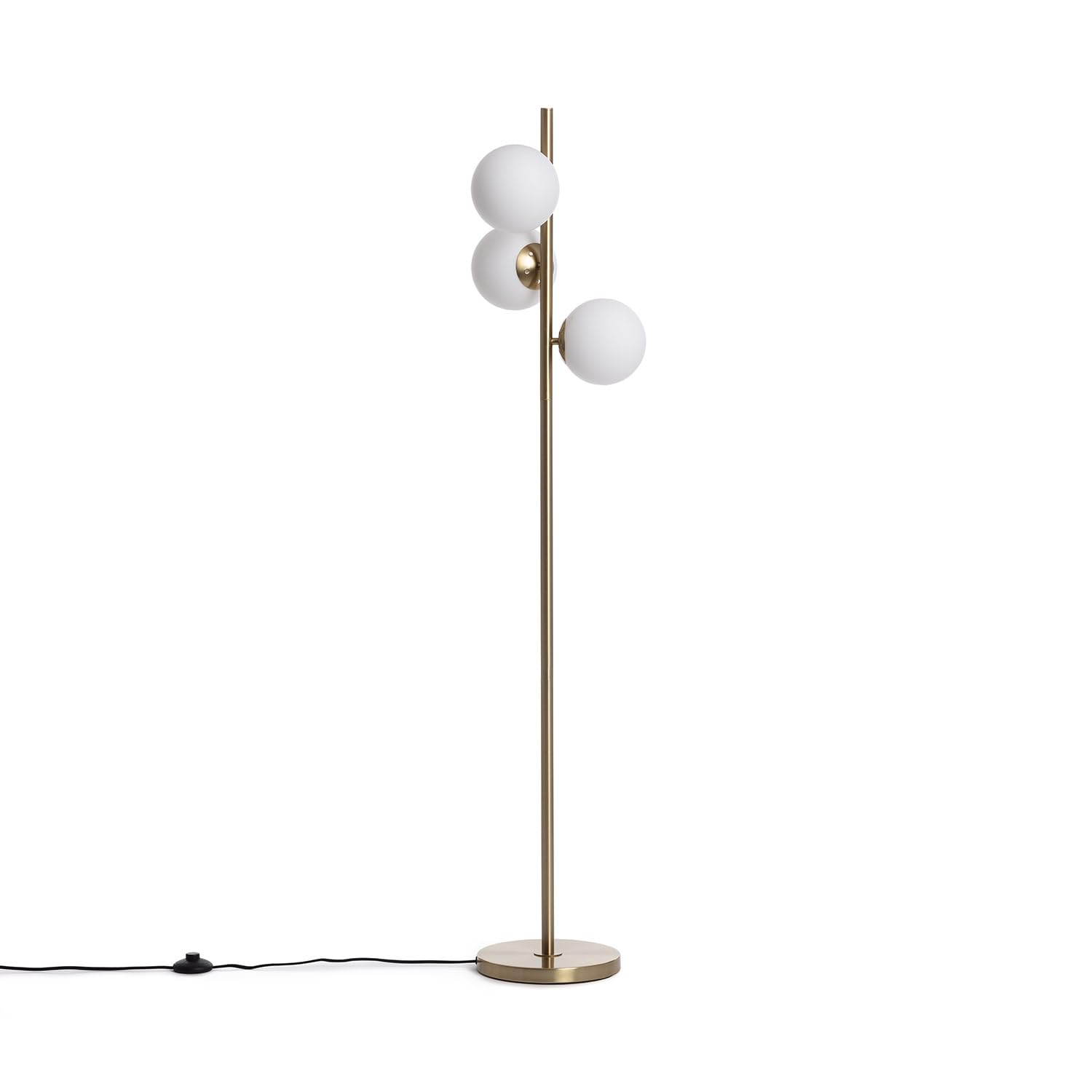 LEDKIA Lámpara de Pie Metal y Cristal Moonlight Brass Round 3 Focos Dorado