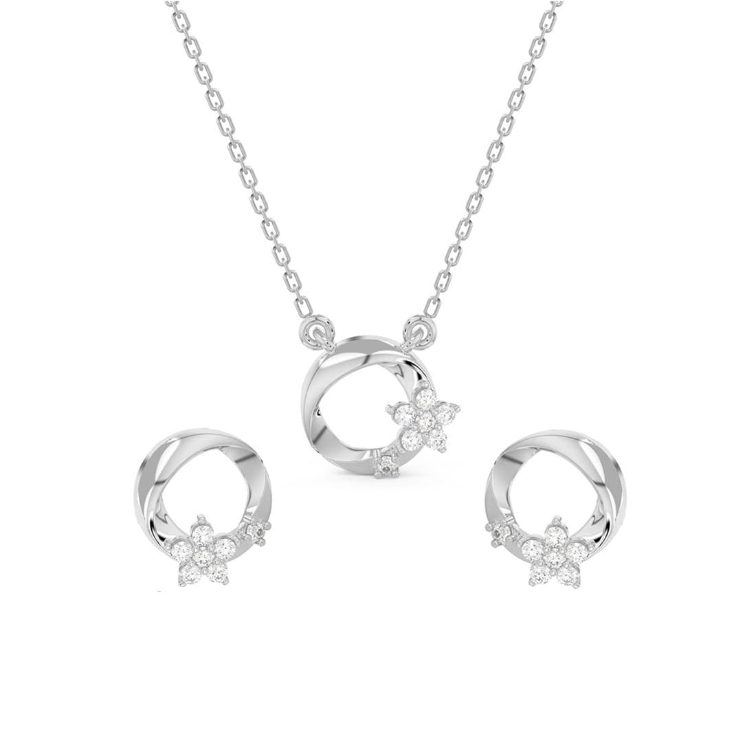 CLARA 925 Sterling Silver Jules Pendant Earring Chain Jewellery Set | Rhodium Plated, Swiss Zirconia | Gift for Women & Girls (B0BD5QRPGN) Amazon Price History, Amazon Price Tracker