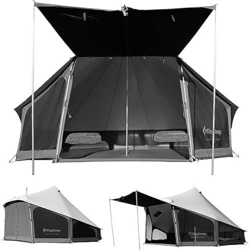 KingCamp Canvas Bell Tent for Camping, 4 Seasons Camping Yurt Tent, with Stove Jacks, Luxury Glamping Waterproof and Breathable Tents for Family Camping Outdoor Hunting Party