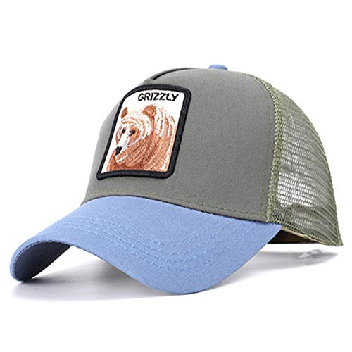 THY trade Clásico Oso Bordado Gorra de béisbol Ocio Rejilla Simple Sombrero de ala Plana Unisex Ajustable Transpirable Camionero Papá Gorra Moda Movimiento Protector Solar Capa Polo