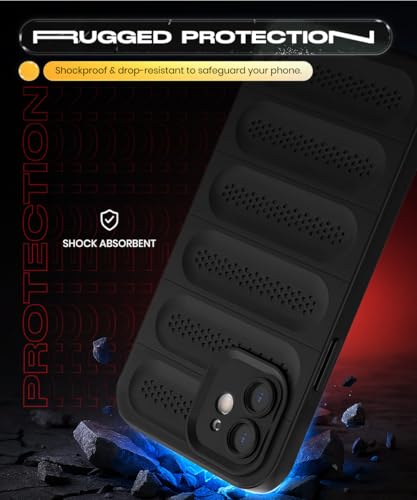 Image of WOW IMAGINE Ultimate Silicone Back Cover Case for iPhone 12 | Heat Dissipation Thin Soft TPU | 360 Camera Protection | Breathable Cooling Holes - Pitch Black