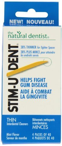 Stim-U-Dent Thin, The Un-Plastic Plaque Removers, Mint Flavored, 160 Count Box (Pack of 6)