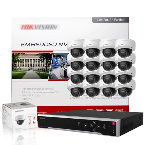 HIKV 32 Channel PoE Security Camera System Kit, DS-7732NI-K4/16P 32CH 4K 16 PoE NVR + 16 x DS-2CD2143G2-I(Upgrade DS-2CD2143G0-I&DS-2CD2142FWD-I) 4MP Dome VCA WDR IP Camera Compatible with Hikvision -  Asmiwo