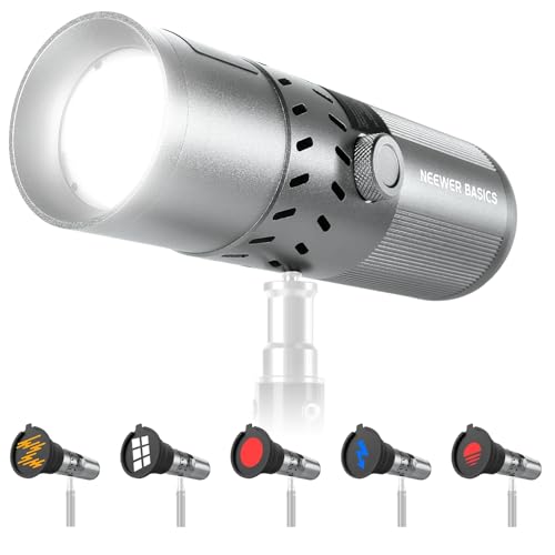 Image of NEEWER BASICS 20W RGB Photography Flashlight with 4 Colors /20 Gobo Filters, Built in 49.95Wh Battery, 6300K CRI95+ Portable LED Spotlight Ambient Sunset Light for Video Recording Studio Lighting, FL20