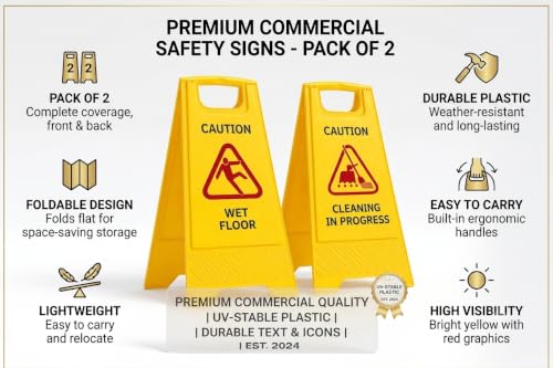 Image of Caution Standing Board (Combo Of 2 Pcs Sign Board,Wet Floor And Cleaning in Progress Sign Board) WITH CHECK DUSTER CLOTH FREE