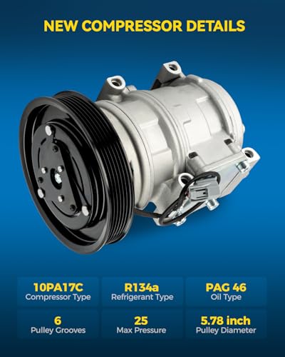 Image of PHILTOP 98361 NEW Air Conditioner AC Compressor with Clutch for Honda Accord 1998 1999 2000 2001 2002 2.3L, Acura CL 1998 1999 2.3L