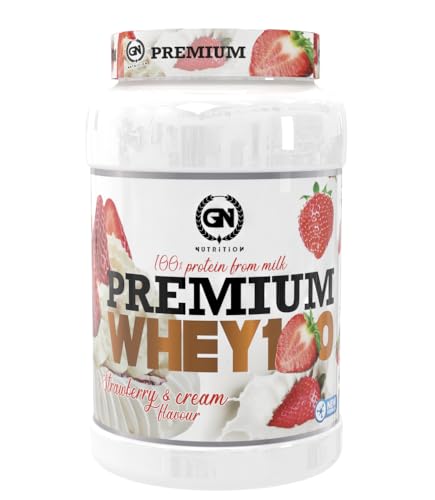 GN Nutrition Premium Whey 100% 1Kg | Sabor FRESA NATA | Proteína de Suero de Calidad | Ideal para Crecimiento Muscular y Recuperación Rápida