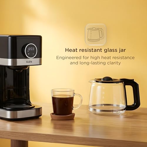 Image of Glen 12 Cup Coffee Maker Machine with Digital Control Knob | 1.5L Large Capacity Drip Coffee Machine | Anti-Drip Function | Keep Warm Feature | Coffee Maker for Home & Office (9053CM)