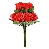 Softflame Artificial/Fake/Faux Flowers - Roses with 2 Blooms Red 10PCS for Wedding, Home, Party, Restaurant
