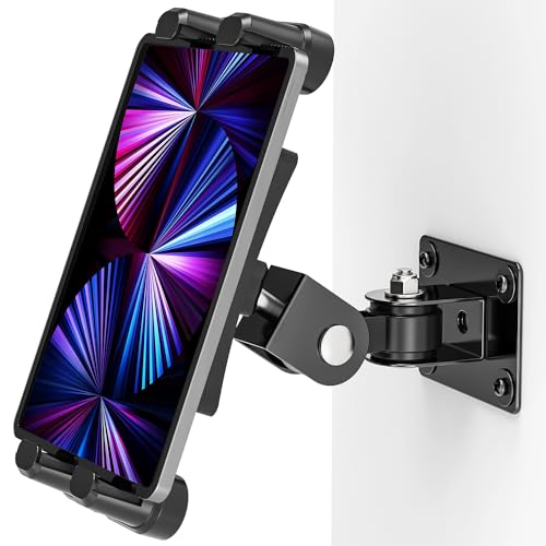 Support Mural Tablette, Angle Réglable à 360 Degrés, en Alliage d'Aluminium Robuste Support Mural iPad, Adapté à la Tablette PC et à d'autres Écrans...