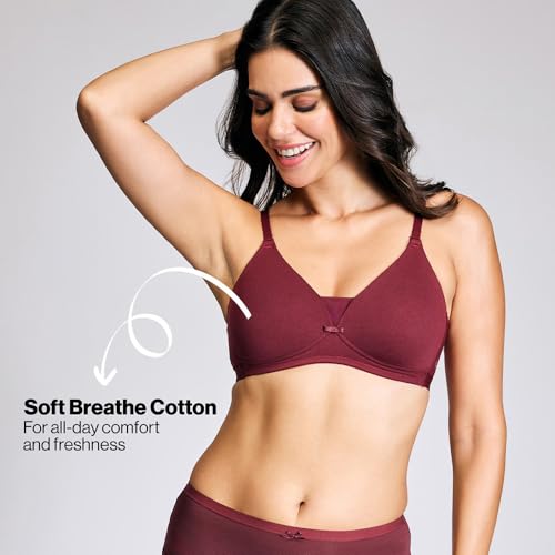 Image of NYKD NYB003 Wirefree Cotton All Day Comfort Triangle Padded with Breathable Cup & Detachbale Straps T-Shirt Bra for Women