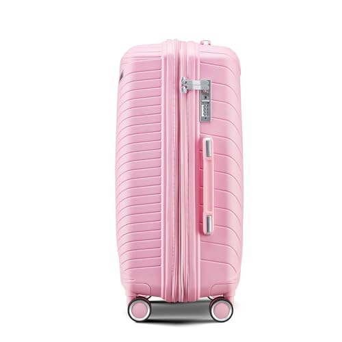 Travel Comfortably with 4-Piece Luggage Set, Expandable Lightweight Suitcases with 360° Spinner Wheels, Pink3