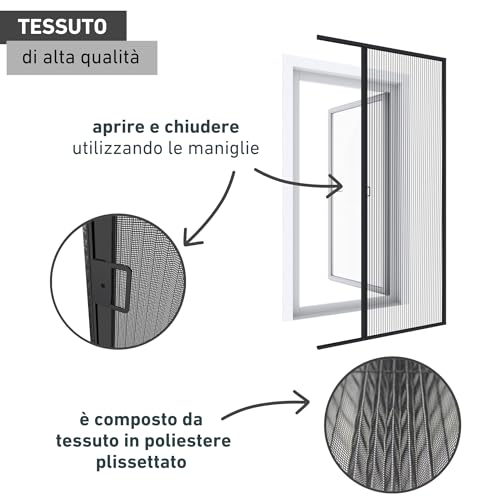 Windhager Porta Plissettata Antiinsetti Expert, Telaio In Alluminio Per Porte, Accorciabile Singolarmente, 240 X 120 Cm, Antracite - 5
