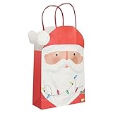 Talking Tables 8 bolsas de regalo de papel con forma de Papá Noel, diseño navideño, reutilizables, sin plástico, bolsas reciclables para regalos, regalos de fiesta y rellenos de calcetines, 18 cm
