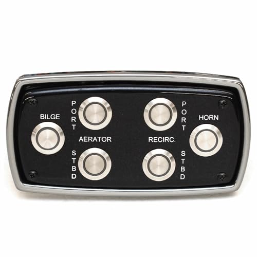 Tracker Boat Push Button Switch Panel 304254 | LED Black/Silver