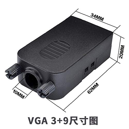 Gimax vga solder joints, connectors, display db15 three rows, 15-pin VGA terminal, with the shell - (Color: VGA3-6 Male head)