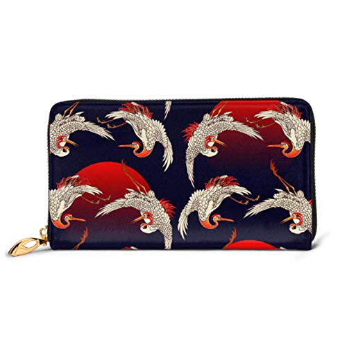 Preisvergleich Produktbild JHGFG Mode Handtasche Reißverschluss Brieftasche Muster Fliegen gepaarte Kräne Telefon Kupplung Geldbörse Abendkupplung Blockieren Leder Brieftasche Multi Card Organizer